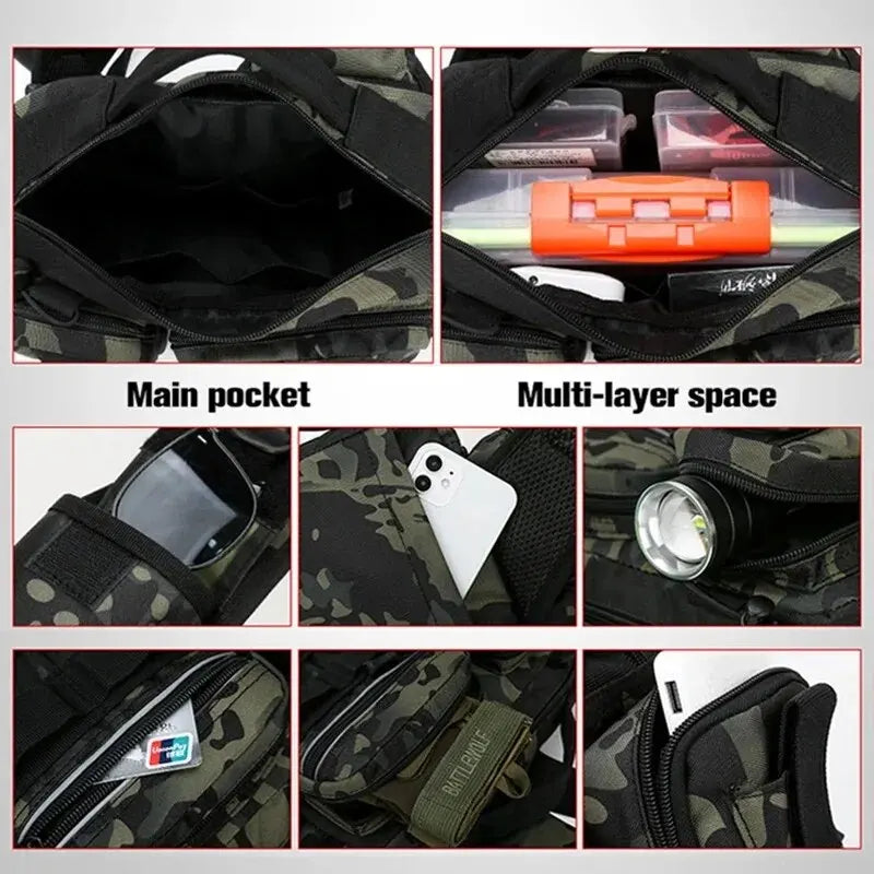 Fishing Tackle Sling Bag – Multi-Pocket Gear Storage Backpack