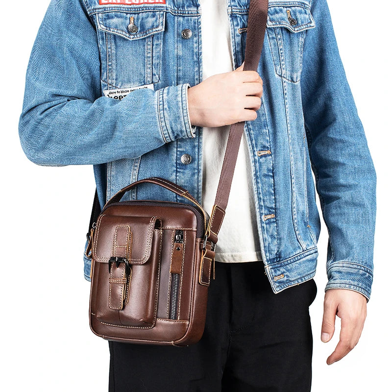 Genuine Leather Shoulder Bag for Men – Small Crossbody Bag