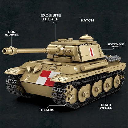 WW2 Tank Building Blocks Set – 1:23 Scale Military Model Kit