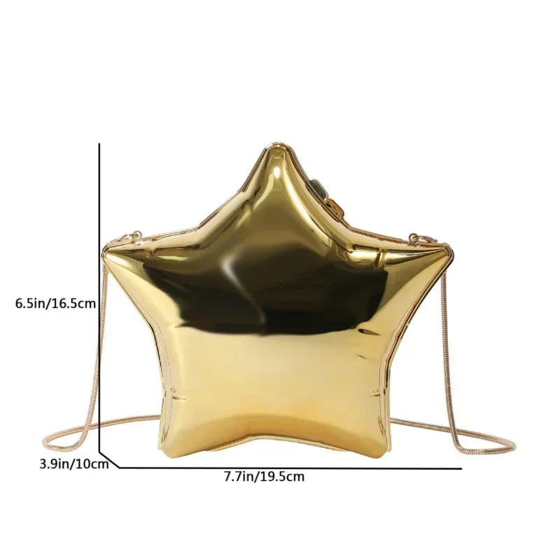 Star-Shaped Acrylic Clutch Bag – Glossy Mini Purse for Party & Banquet