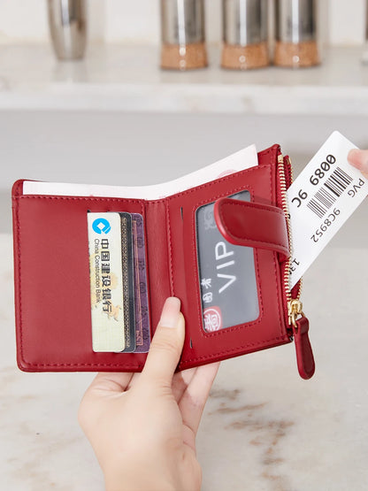 Animal Print Small Bifold Wallet for Women with Zipper