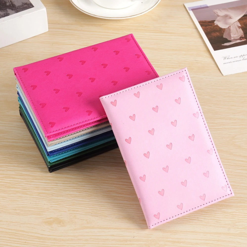 Passport Holder – Cute Heart Print PU Leather Travel Wallet