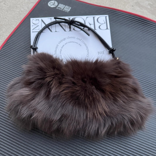 Luxury Europe America Women Real Fox Fur Bag Messenger Chain Shoulder Ladies Tote Handbag Crossbody