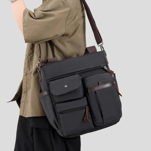 Vintage Canvas Messenger Bag – Large Capacity Multi-Pocket Crossbody, Unisex