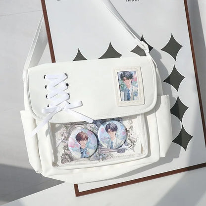 Kawaii Itabag Messenger Bag Clear Window Lace Detail Crossbody
