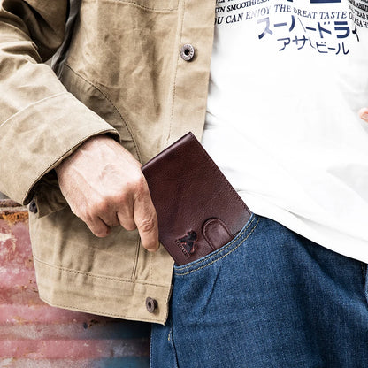 Genuine Leather Bifold Wallet with Snap Closure