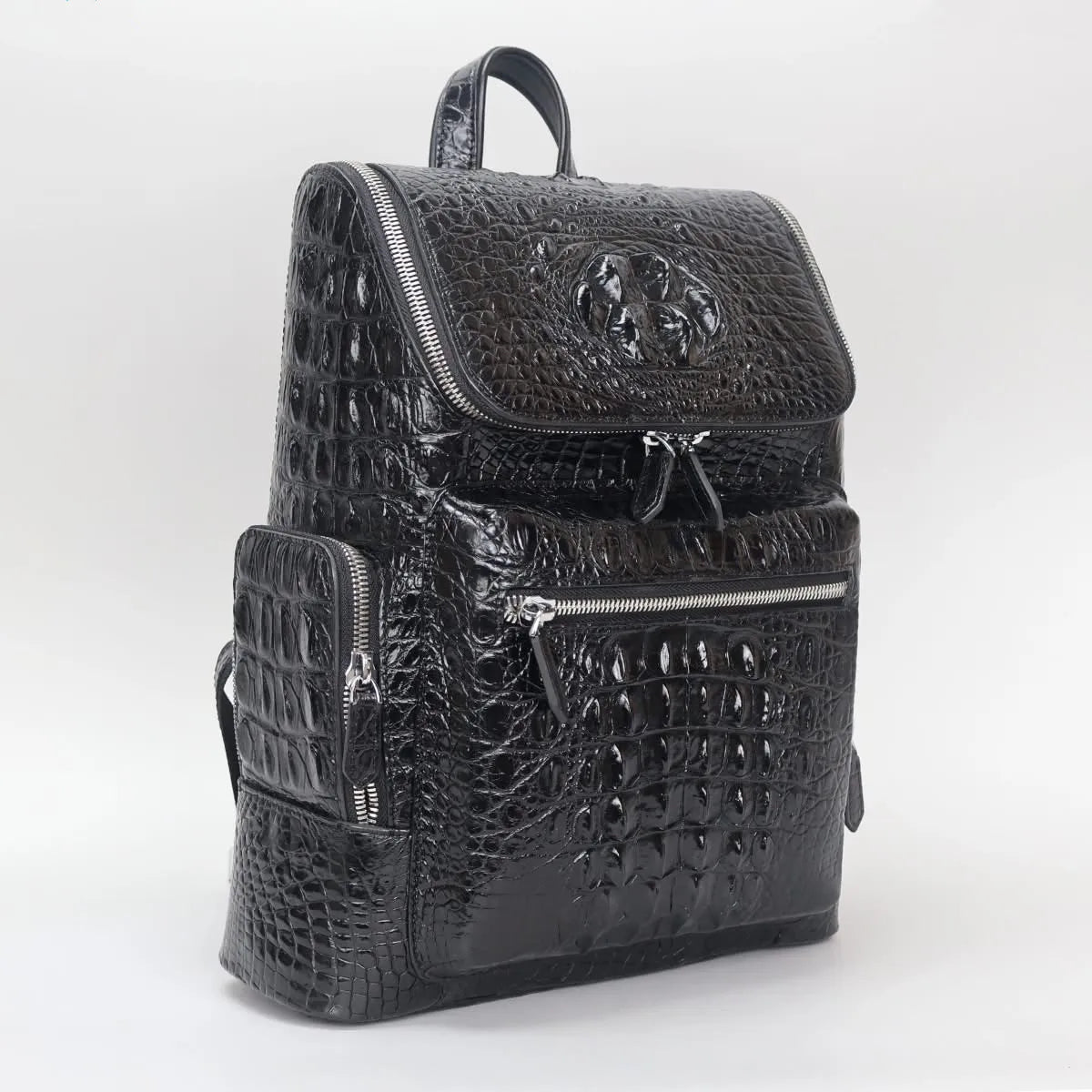 Crocodile Leather Men's Backpack – Large Capacity Laptop Bag
