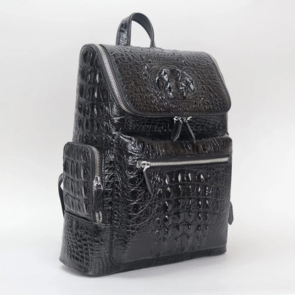 Crocodile Leather Men's Backpack – Large Capacity Laptop Bag