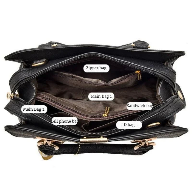 Large Capacity PU Leather Handbag Women Shoulder Crossbody Bag
