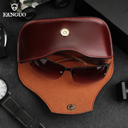 Genuine Leather Eyeglasses Case – Portable Sunglasses Holder for Men & Women
