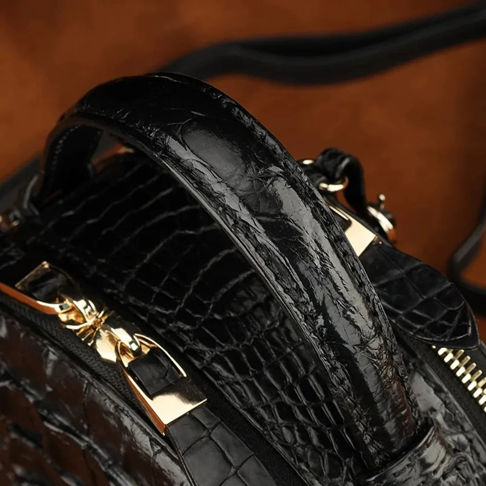Crocodile Leather Small Round Bag – Women's Crossbody Handbag