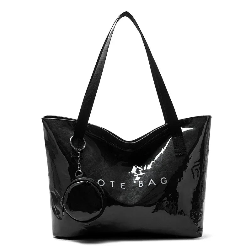 Large Capacity PVC Tote Bag with Mini Coin Purse – Women's Shoulder Bag