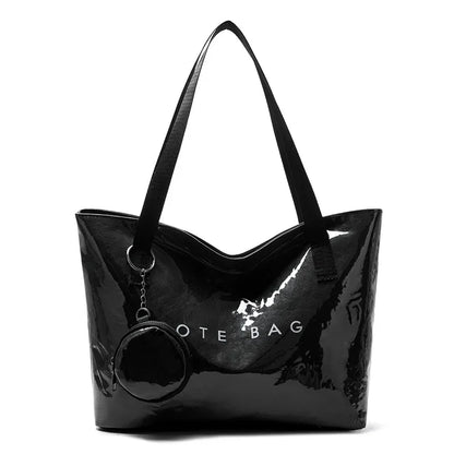 Large Capacity PVC Tote Bag with Mini Coin Purse – Women's Shoulder Bag
