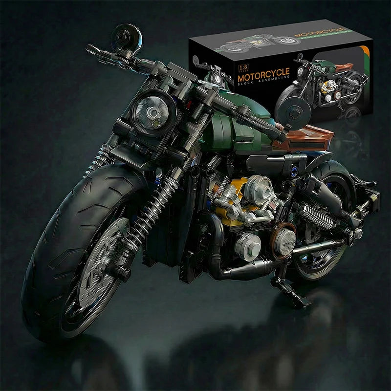 MOC Retro Cruiser Motorcycle Building Blocks Set – 1:6 Scale