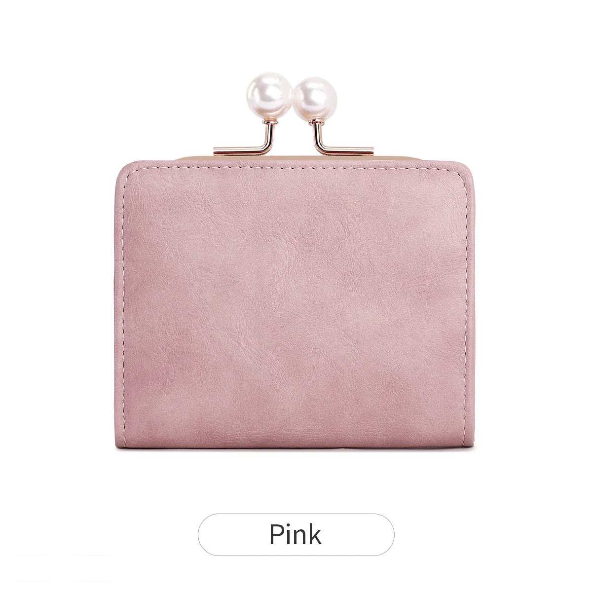 Pearl Kiss-Lock Women's Trifold Wallet – Large Capacity PU Leather