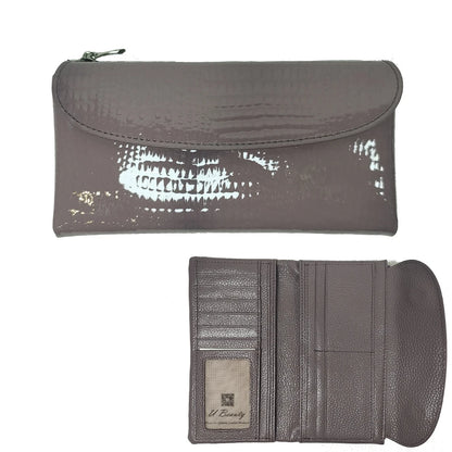 Patent Leather Long Wallet Women Crocodile Pattern Clutch Purse