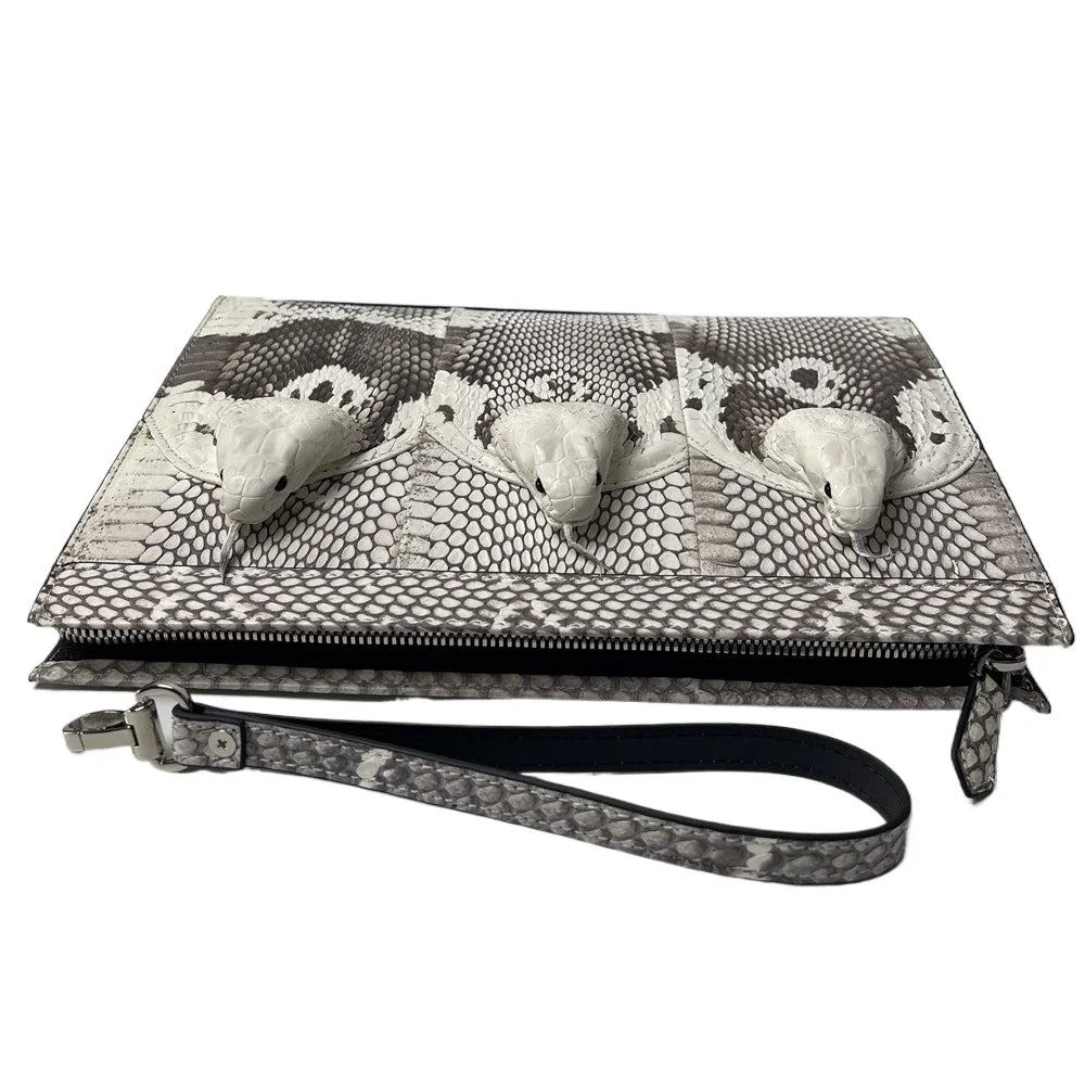 Real Snakeskin Leather Clutch Wrist Bag for Men – Luxury