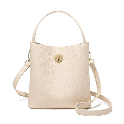 Genuine Leather Bucket Bag – Women's Top Grain Cowhide Tote
