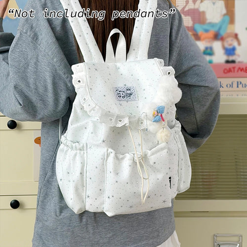 Cute Lace Drawstring Backpack for Women – Lightweight Niche Style