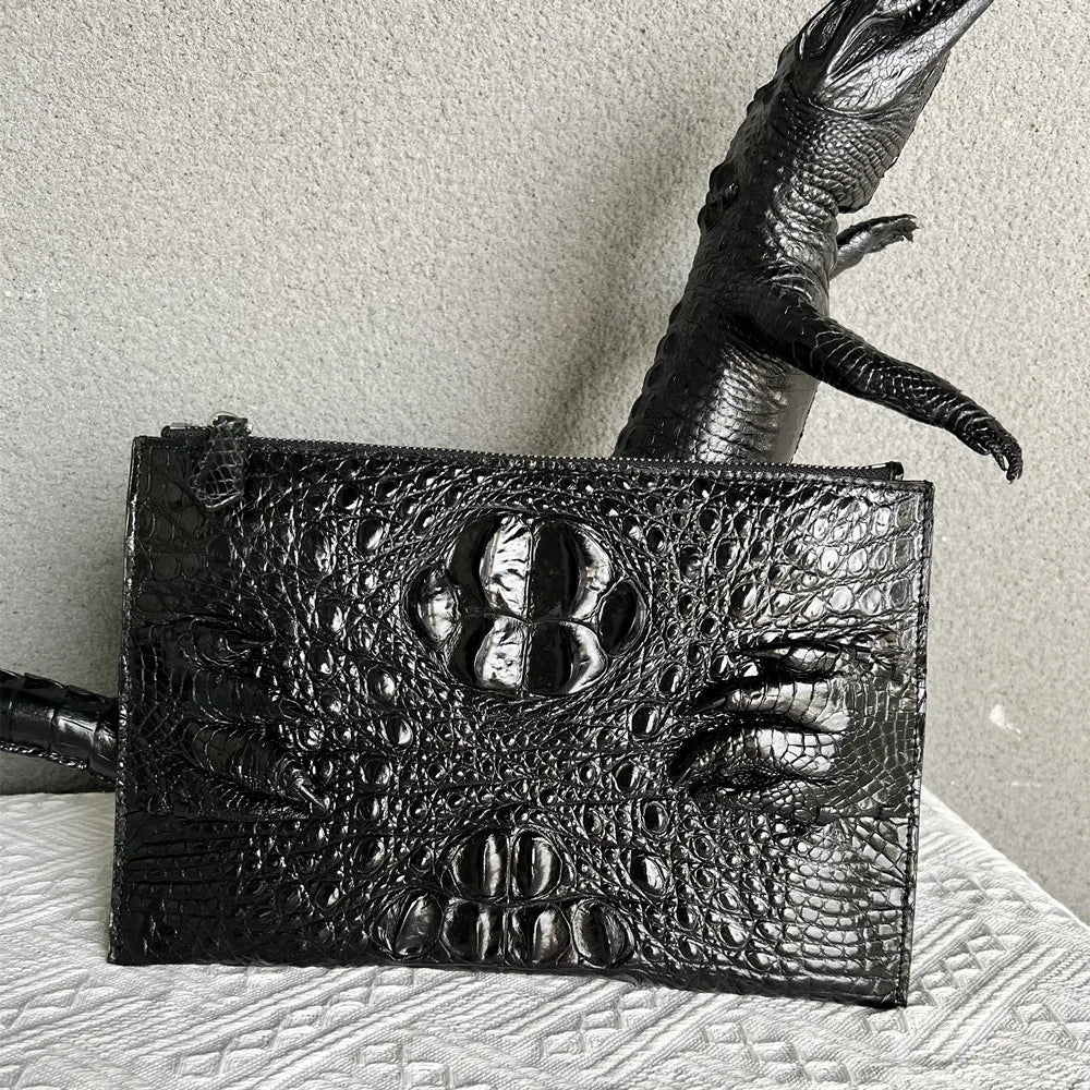 Crocodile Leather Men's Clutch Bag – Envelope Wallet with Card Holder