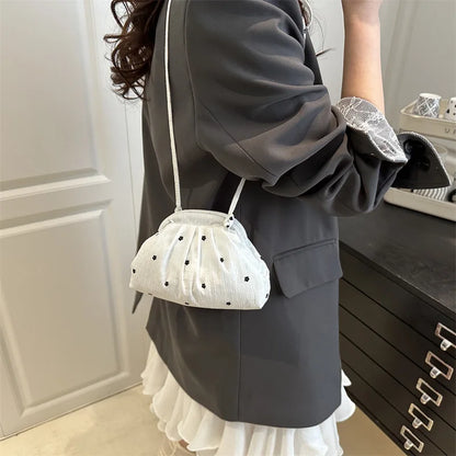 Korean Style Floral Bucket Shoulder Bag – Soft PU Leather Mini Crossbody