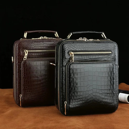 Crocodile Leather Men's Business Bag – Large Capacity Shoulder & Handbag