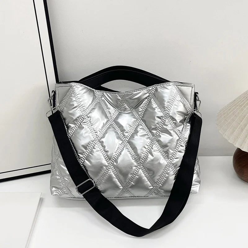 Quilted Puffer Tote Bag for Women – Large Capacity Shoulder Bag