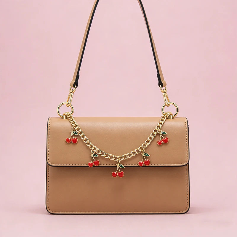 Cherry Charm Bag Chain Extension with Gold-Tone Clips