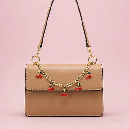 Cherry Charm Bag Chain Extension with Gold-Tone Clips