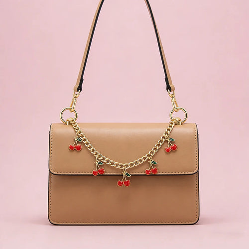 Cherry Charm Bag Chain Extension with Gold-Tone Clips