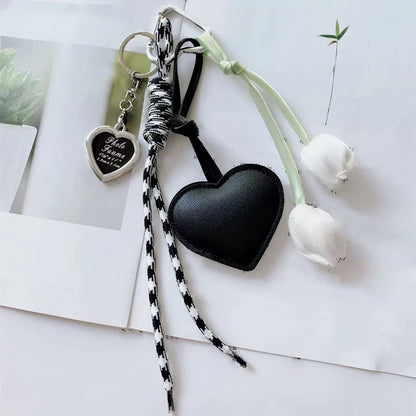 Heart Charm Tassel Keychain – Cute Handmade Bowknot Bag Accessory