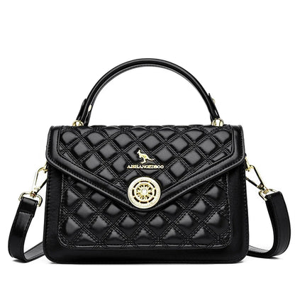 Quilted Crossbody Bag for Women – 3-Layer Leather Handbag