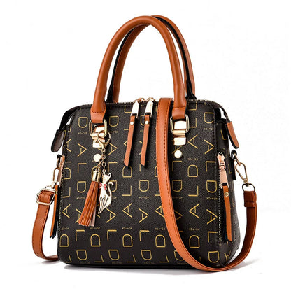 Women's Luxury PU Leather Top-Handle Handbag with Crossbody Strap
