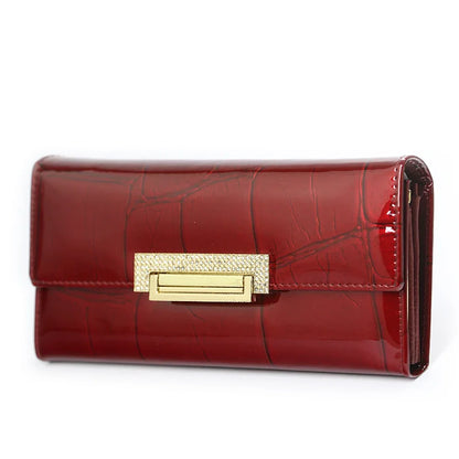 Luxury Stone Pattern Women's Long Leather Wallet