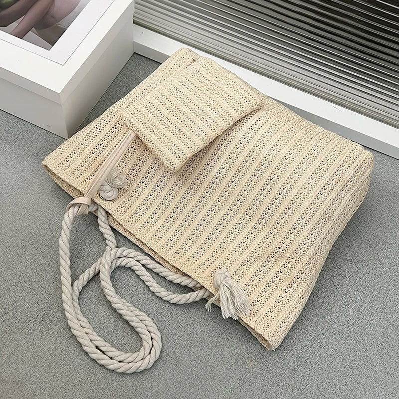 Straw Tote Bag – Large Capacity Women's Summer Beach Purse