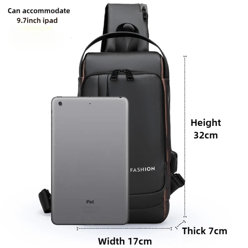 Anti-Theft Crossbody Chest Bag with USB Charging Port