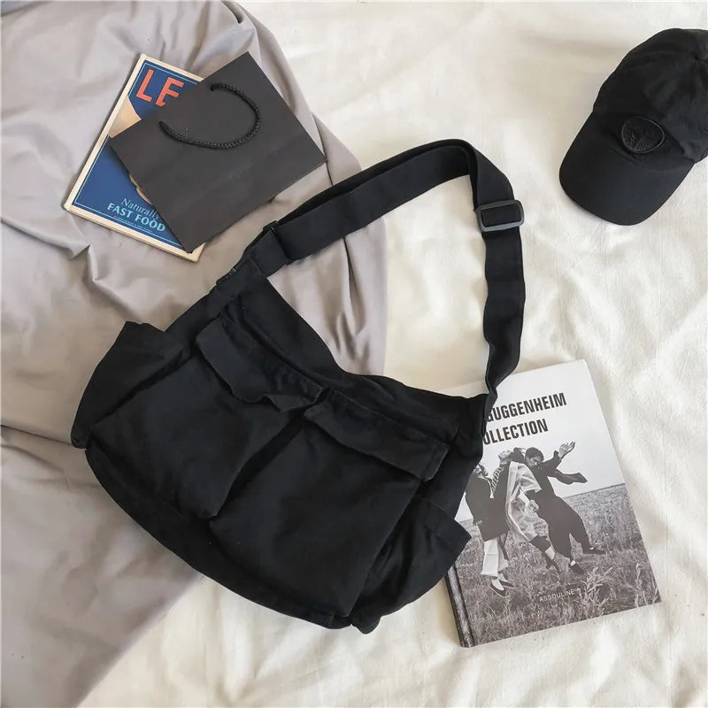 Canvas Crossbody Bag for Women – Large Capacity Retro Tote
