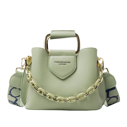 Women Top-Handle Mini Bucket Bag Pure Color Luxury Designer Handbags Leather Messenger