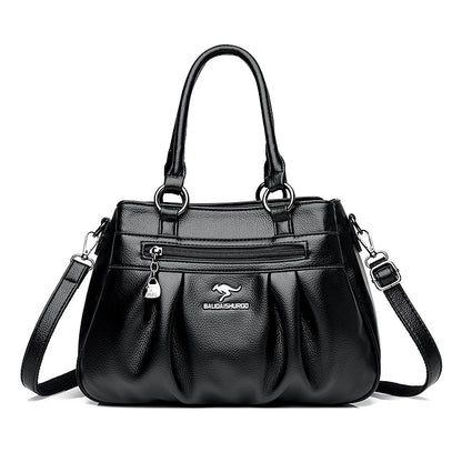 3-Layer Leather Tote Bag for Women – Large Shoulder & Crossbody Handbag