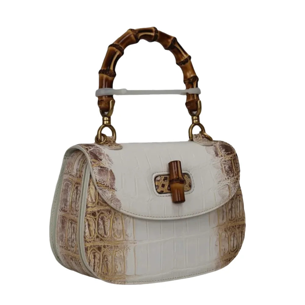 Crocodile Leather Bamboo Handbag – Women's Shoulder & Crossbody Bag