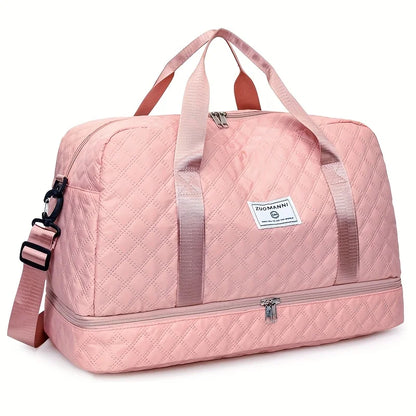 Diamond Quilted Duffle Bag – Large Capacity Travel & Gym Bag for Women