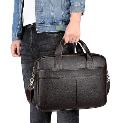 Genuine Leather Men's Briefcase – Business Laptop Bag
