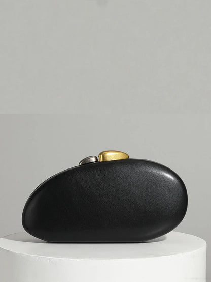 Shell Clutch Bag – Luxury PU Leather Lock Handbag with Chain Strap