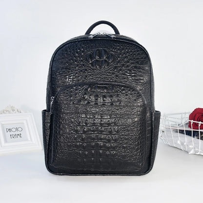 Crocodile Embossed Genuine Leather Men's Backpack – Large