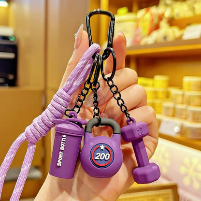 Gym Charm Keychain Set – Kettlebell, Dumbbell & Shaker