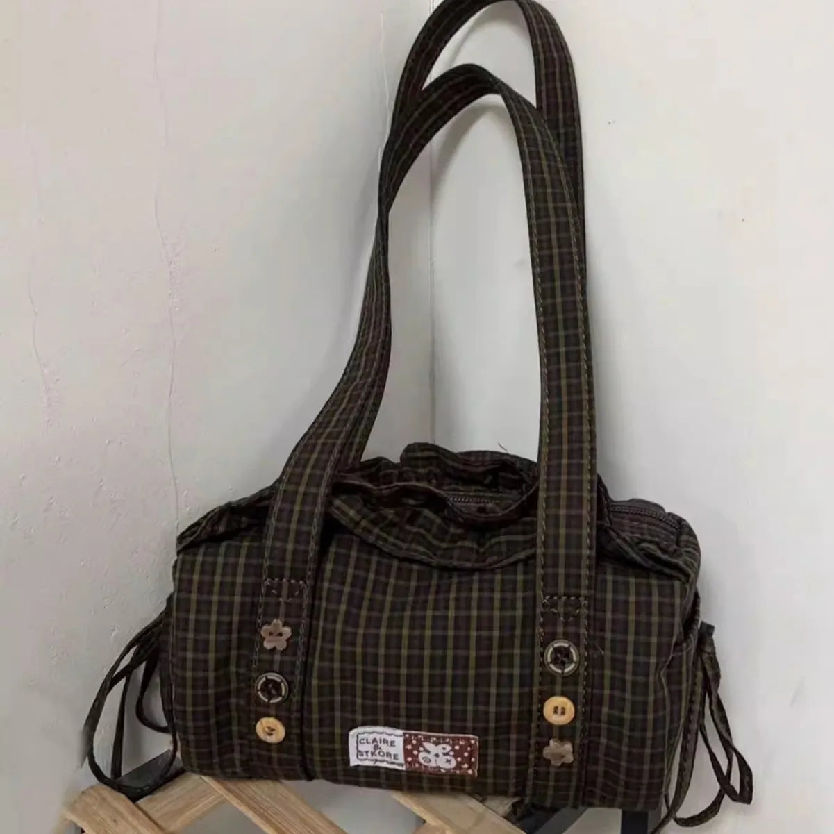 Plaid Shoulder Bag Women Large Capacity Crossbody Tote