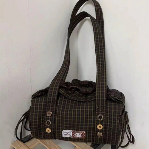 Plaid Shoulder Bag Women Large Capacity Crossbody Tote