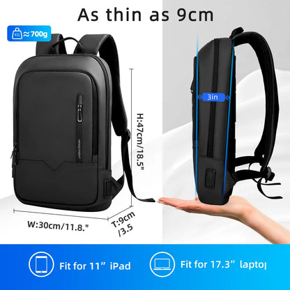 Slim Business Laptop Backpack 17.3 Inch with USB Port – Waterproof & Lightweight