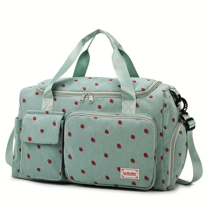 Strawberry Print Duffle Bag Large Capacity Multi-Pocket Travel Bag