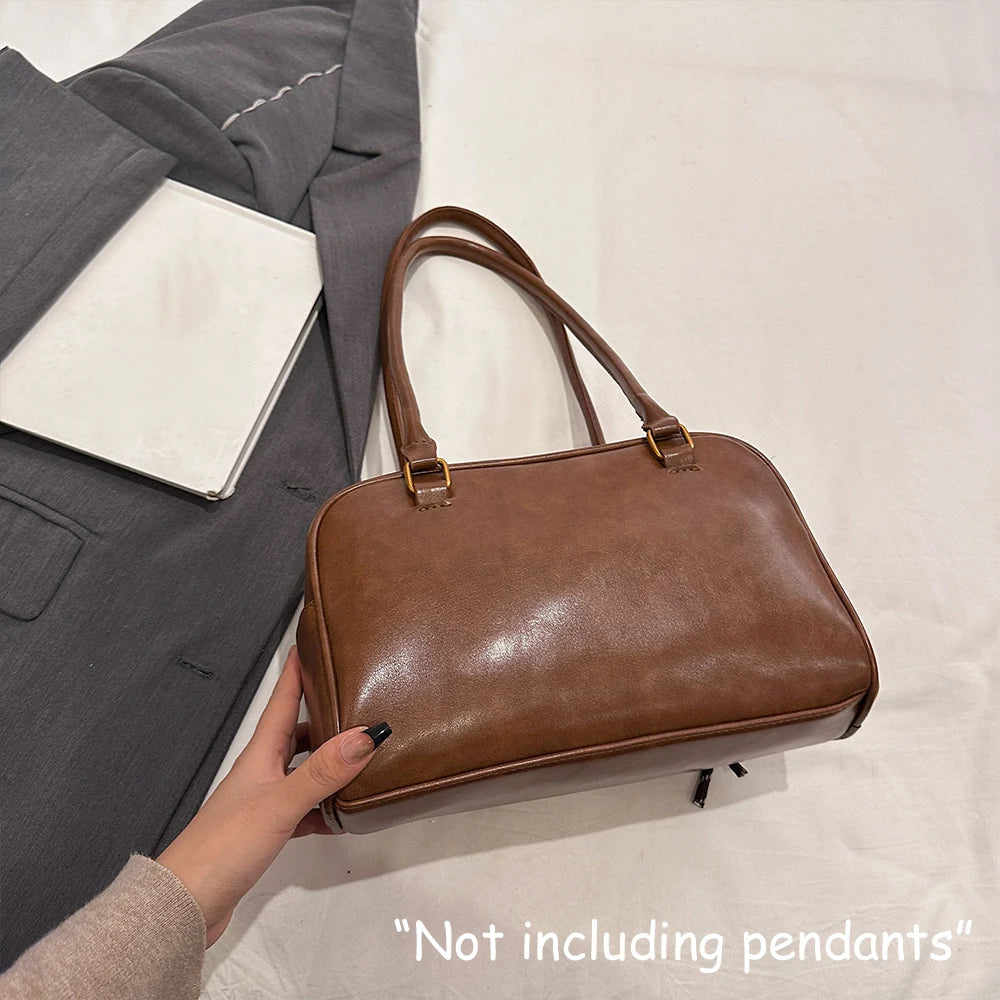 Retro PU Leather Women's Shoulder Bag with Multi-Pockets